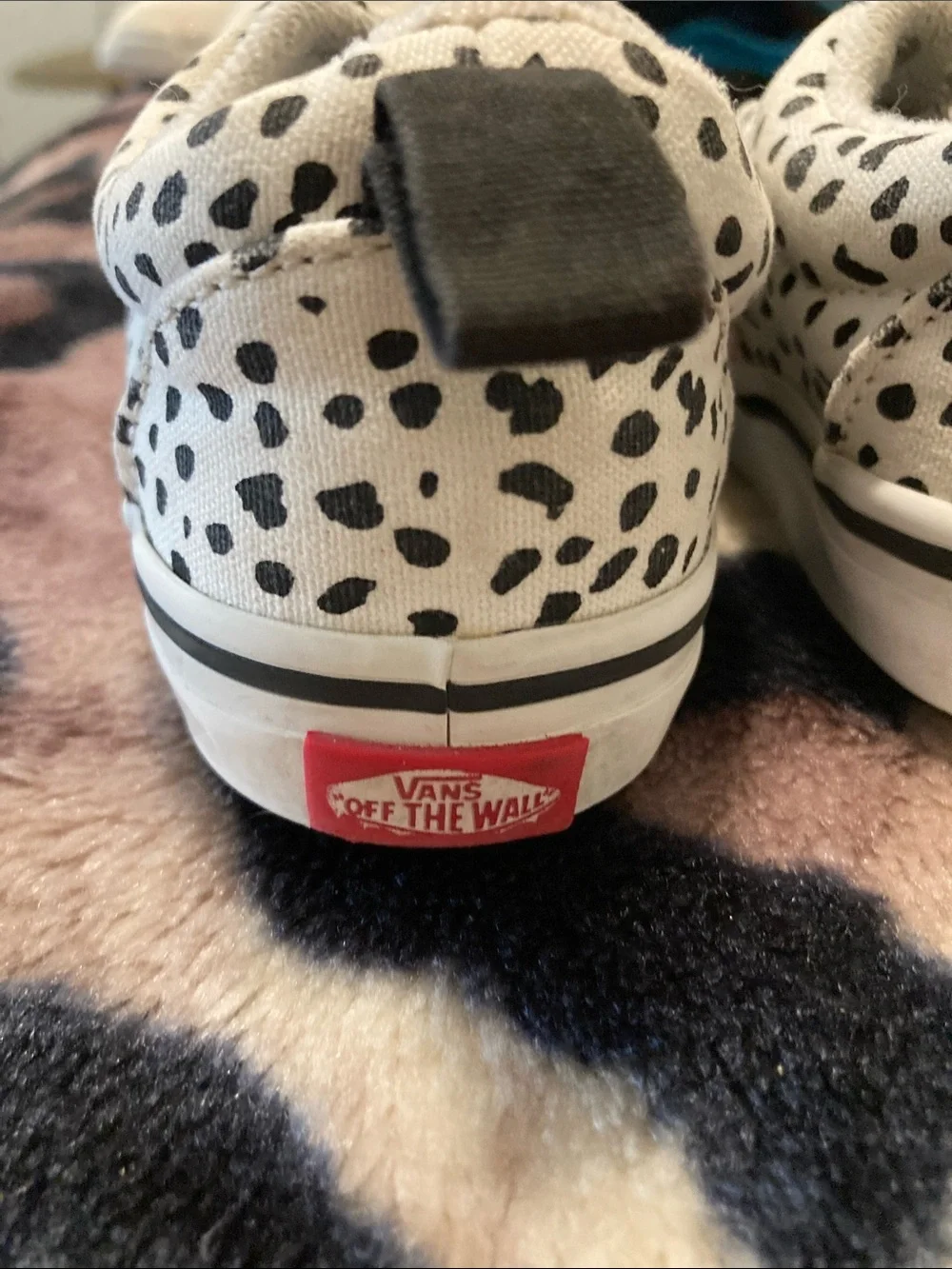 Vans Kids White Canvas Sneakers with Black Spot Print
